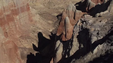 Panning Up Large Desert Canyon Slow Motion Stock Footage 50442553