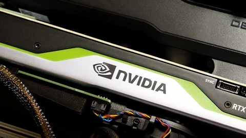 Panning latest Nvidia Quadro RTX 5000 workstation professional video card Stock Footage 103339291