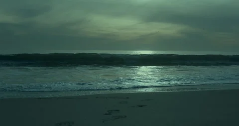 Panning left Beach Waves  Stock Footage 301586328