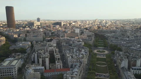Panning left past the Esplanade Jacques Chaban-Delmas in Paris Stock Footage 244853794