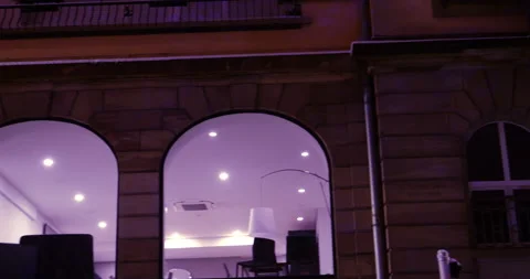 Panning left to right to interior with big lamp and luxury chairs Stock Footage 227140266