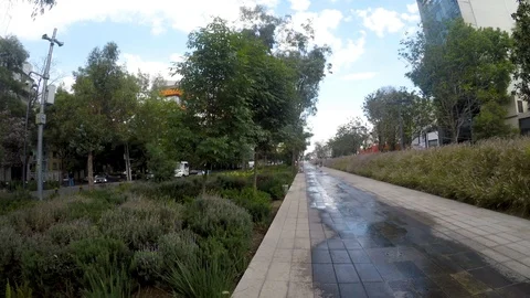 Panning of the Mixcoac linear park. Vídeos de archivo 114157788