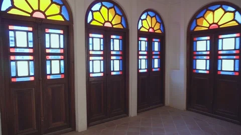 Panning motion of room inside Tabatabaei Historical House, Iran Stock Footage 99769999