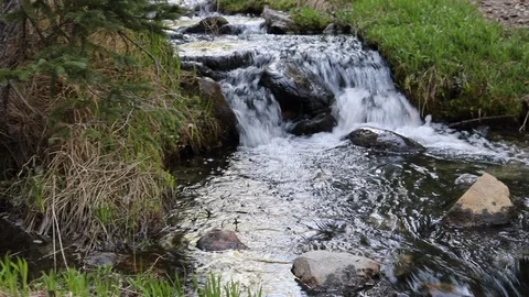 Panning Mountain Stream - Fast Stock Footage 91197100