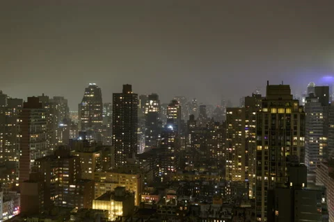 Panning Night Cityscape Lights Video stock 145657657