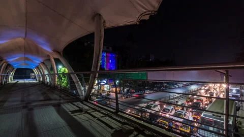 Panning Night Traffic Time Lapse of City Traffic, Pune City Stock Footage 138252541