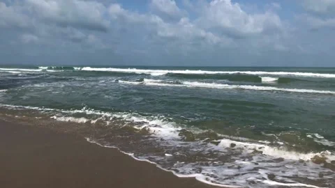 Panning ocean waves breezing view at afternoon Stock Footage 158788013