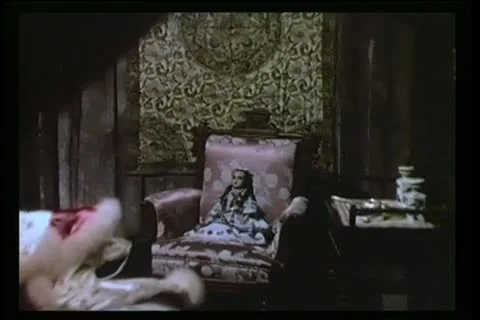 Panning old-fashioned sitting room Stock Footage 11348186