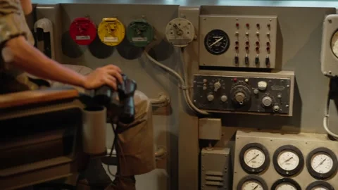 Panning old submarine instruments Stock-Footage 165478153