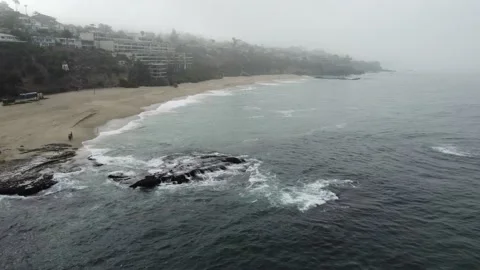 Panning Out of the Coastline Stock Footage 217407964