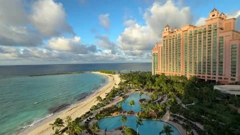 Panning over Atlantis Bahamas Stock Footage 254632060