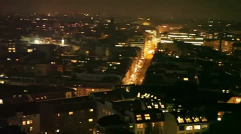 Panning over city at night Stock Footage 10267723