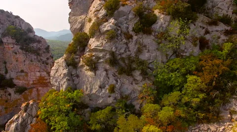 Panning Over a Cliff Face in a Gorge 4K Stock-Footage 66908327