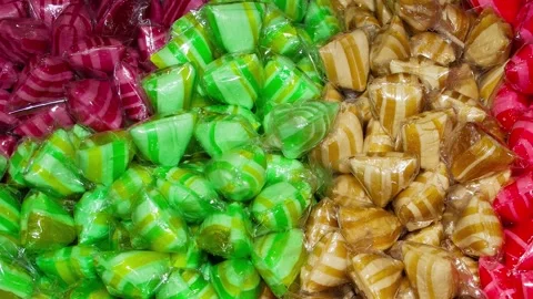 Panning Over Colourful Wrapped Sweets 動画素材 133400149
