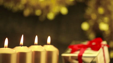 Panning over four advent candles at christmas Stock-Footage 30582475