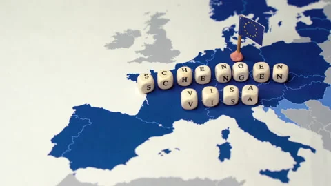 Panning over a Map of the of the 26 countries that compose the Schengen Zone Stock Footage 149196074
