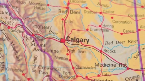 Panning over a map of Calgary Canada Stock Footage 239938312