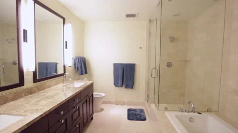 Panning over a modern bathroom Stock Footage 49664338