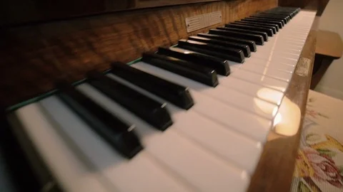 Panning Over a Piano Keyboard Stock Footage 121471118