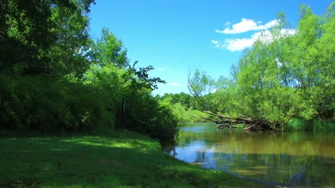 Panning Over Smooth Quiet River Video stock 164275295