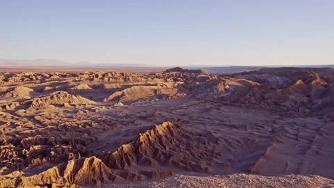 Panning panoramic of the Valle de la Luna in the Atacama Desert Stock Footage 238628022