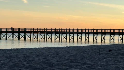 Panning Pier Shot at Sunset Stock Footage 291298750