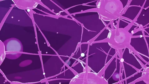 Panning pink node cluster in virtual net, revealing rotating nodes, swaying Stock Footage 337964559