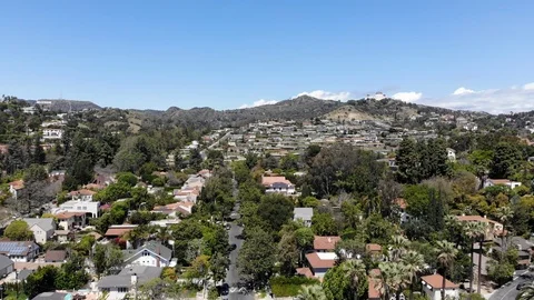 Panning Right and Flying Towards Griffith Observatory, LA - (4K, Drone, DJI) Stock Footage 91204678