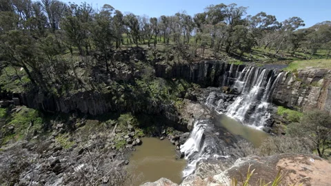Panning right clip of upper ebor falls Stock Footage 142117464