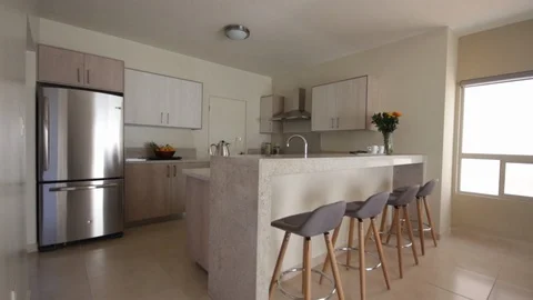 Panning from right to left of dining room Stock Footage 115216966