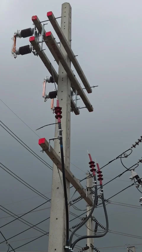 Panning right side view video of new high voltage disconnect switches. Stock Footage 339022398