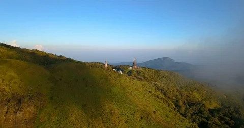 Panning right through the clouds on top of Thailand with panorama Stock Footage 108469380