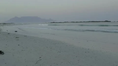 Panning from Robben island to Table Mountain in Cape Town, South Africa Stock Footage 156550714