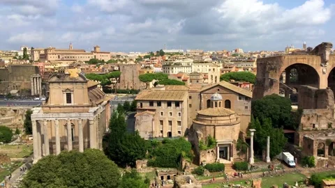 Panning the Roman forum Stock Footage 216040850