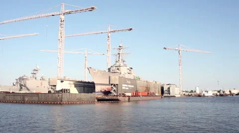 Panning Shipyard Stock Footage 55874459