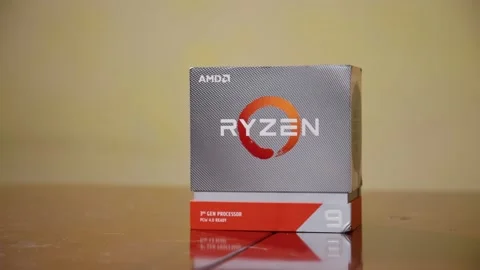 Panning shot of AMD Ryzen CPU in the box Stock Footage 170635695