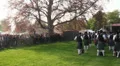 Panning shot bagpipe bands Highland Gathering HD Footage