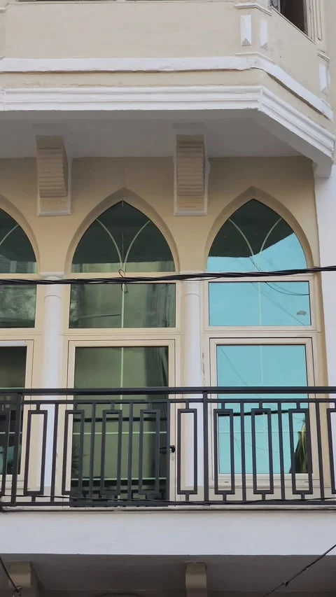 A panning shot of a building facade Stock Footage 314247474