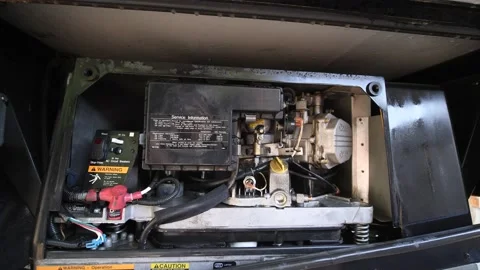 Panning shot of a cleaned RV generator Video stock 152475328