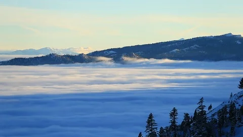 Panning Shot of Cloud Inversion near Reno Nevada At Sunset Video stock 99602109