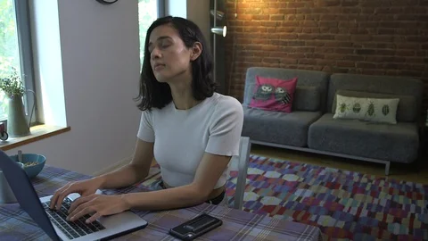 Panning shot of creative freelancer using laptop for new business project Stock Footage 114854967