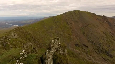 Panning shot of Crib Goch. Video stock 68986692
