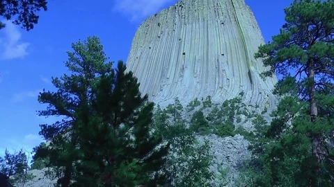 Panning Shot of Devils Tower Stock Footage 73724306