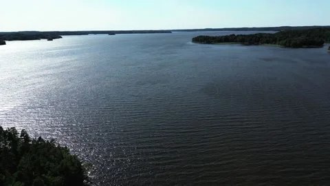 Panning Shot with a Drone over a Lake Stock Footage 201605460
