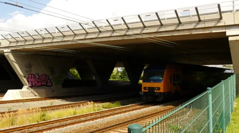 Panning shot from a dutch passenger train. Stock Footage 66766882