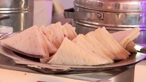 Panning Shot of Elegant Indian Wedding Buffet Setup Traditional Dishes Stock Footage 346388432