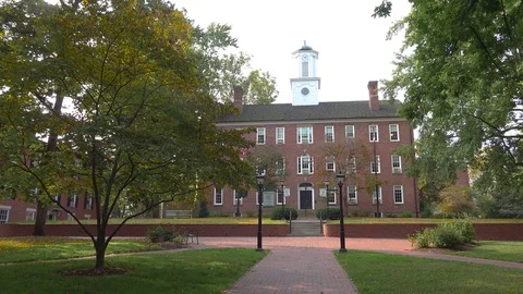 Panning shot of generic college campus, Ohio University. Stock Footage