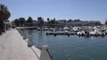 Panning shot harbor of city Faro at Algarve, Portugal 4k or 4k+ Resolution