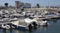 Panning shot harbor of city Faro at Algarve, Portugal 4k or 4k+ Resolution