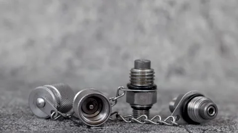 Panning shot of hydraulic test point fittings. Stock Footage 344798715